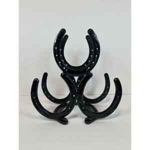 Handmade Welded Horseshoe Rack Rustic Farmhouse Decor 10” Black‎ Metal Art